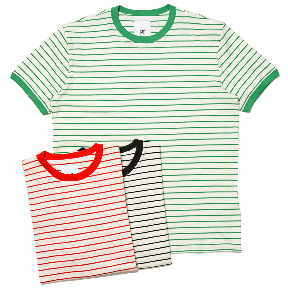 PT TORINO(ピーティー トリノ)<br>コットン ボーダー 半袖 クルーネック カットソー 32131000081