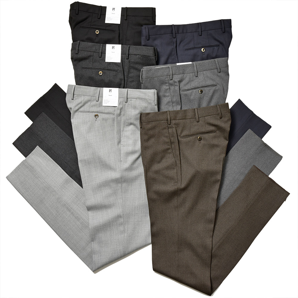 PT TORINO(ピーティー トリノ)<br>Travel ウォッシャブルライトテクノウールフランネル ストレッチ ノープリーツ ドレスパンツ SUPERSLIM FIT 33032035081