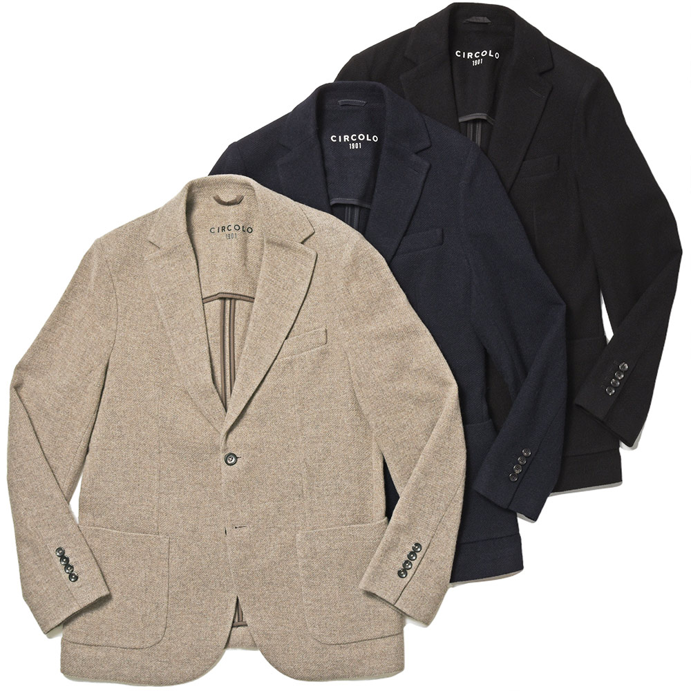 CIRCOLO 1901(チルコロ1901)<br>ウール カシミヤ ソフトツイード ジャージー シングル2Bジャケット 37032001109