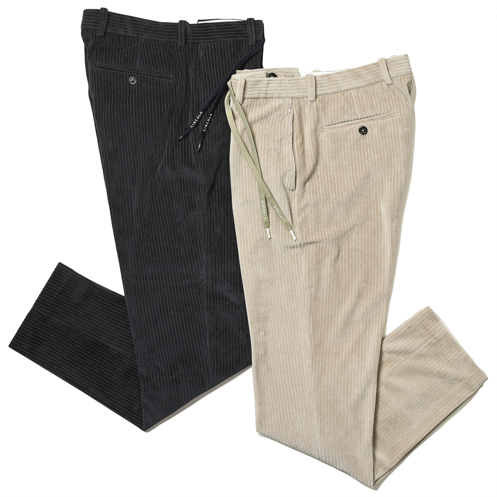 CIRCOLO 1901(チルコロ1901)<br>コットン ポリエステル ソフトコーデュロイ ジャージー セットアップ対応 1プリーツ パンツ 33032002109