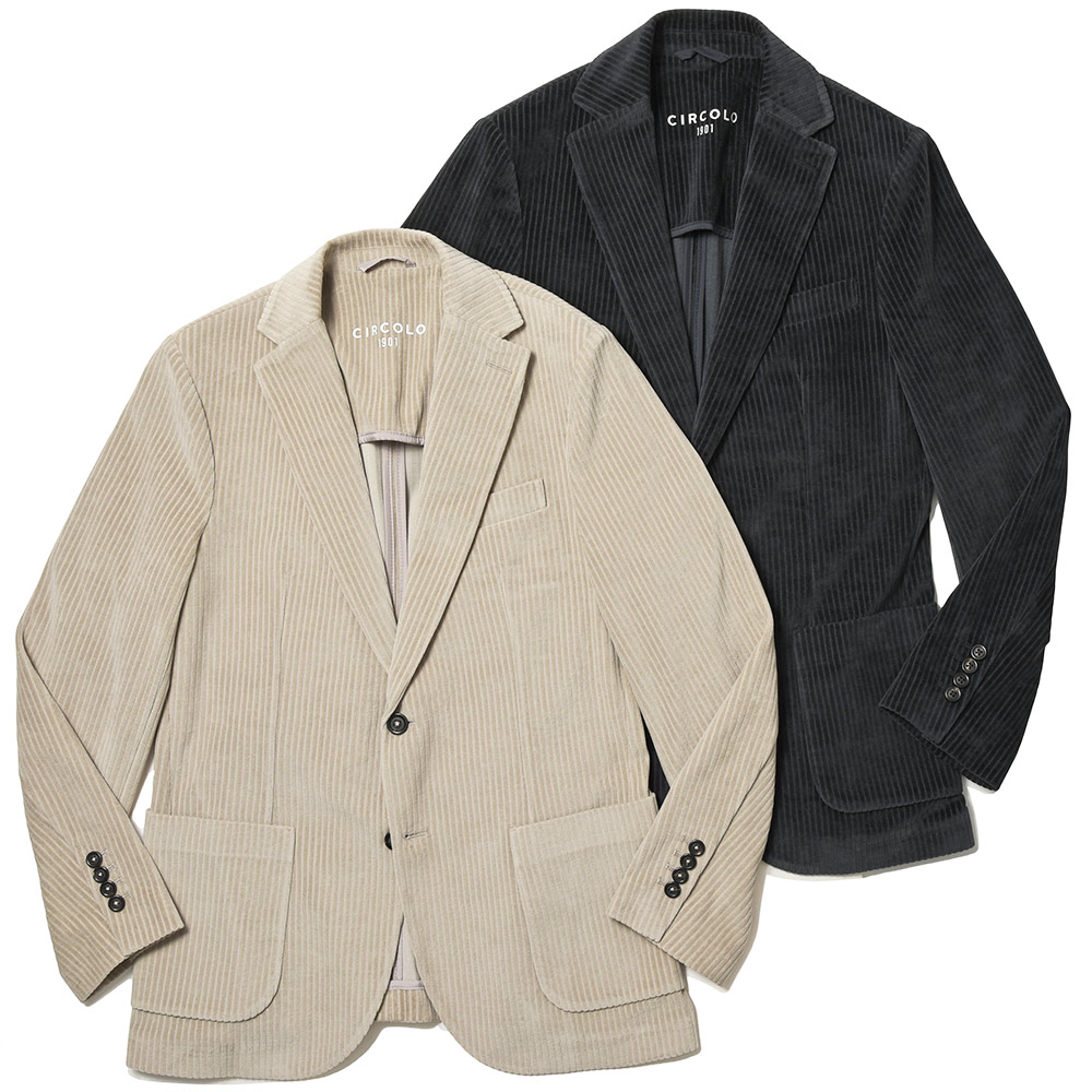 CIRCOLO 1901(チルコロ1901)<br>コットン ポリエステル ソフトコーデュロイ ジャージー セットアップ対応 シングル2Bジャケット 37032004109