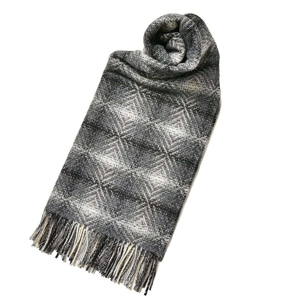 MOON by Abraham Moon&Sons(ムーン)<br>カシミヤ ジオメトリック 中判マフラー 38332003196