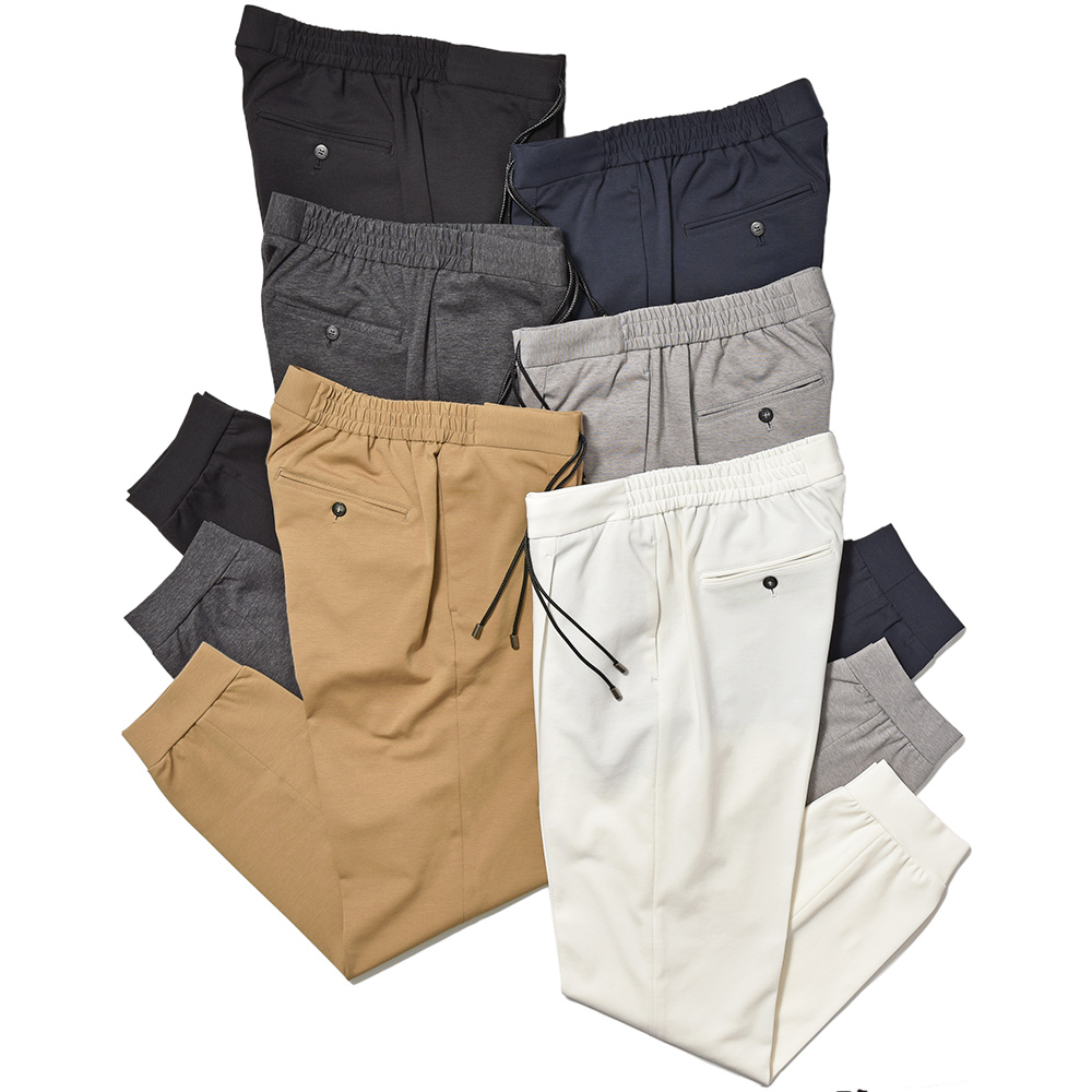 giab's ARCHIVIO(ジャブスアルキヴィオ)<br>ring別注 RIBring リブリング ウォッシャブルジャージー ストレッチ 1プリーツ シャーリング リブパンツ A3573 33041007117