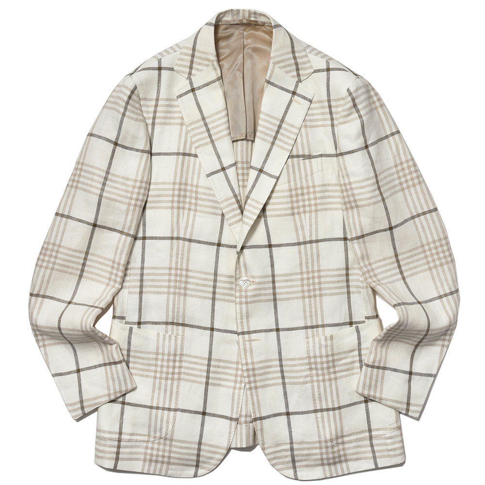 STILE LATINO(スティレ ラティーノ)<br>VINCENZO リネン チェック シングル3Bジャケット 37041004025