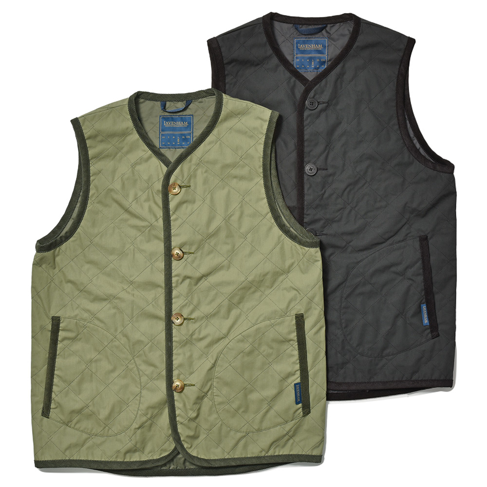LAVENHAM(ラベンハム)<br>COTTON UNWADDED GILET ドライワックスコットン アンワディッド ジレ 34041000213