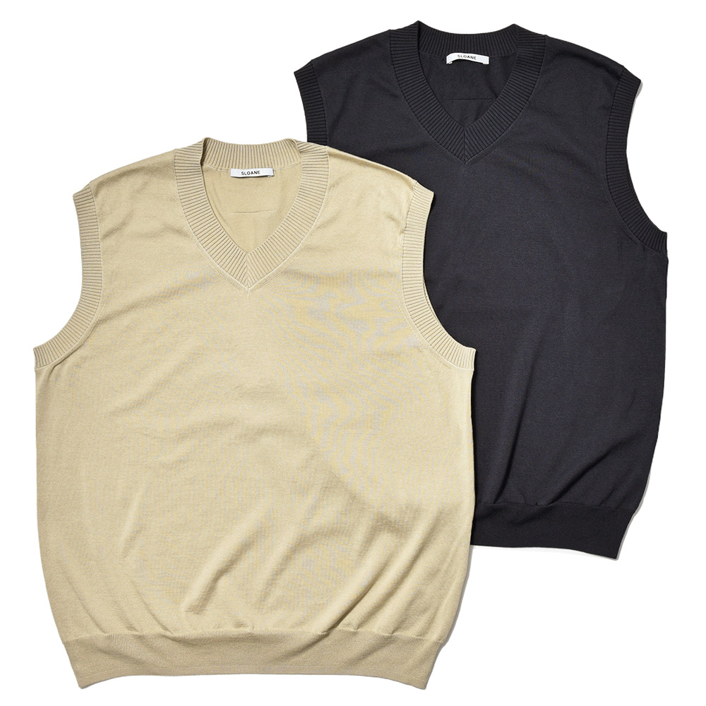SLOANE(スローン)<br>コットン 18ゲージ 天竺編み Vネック ニットベスト 36041000210
