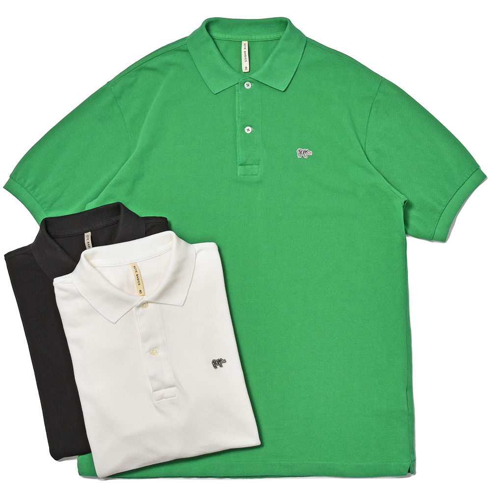 SCYE BASICS(サイベーシックス)<br>コットン ピケ 鹿の子 ロゴワッペン ポロシャツ 32141002195