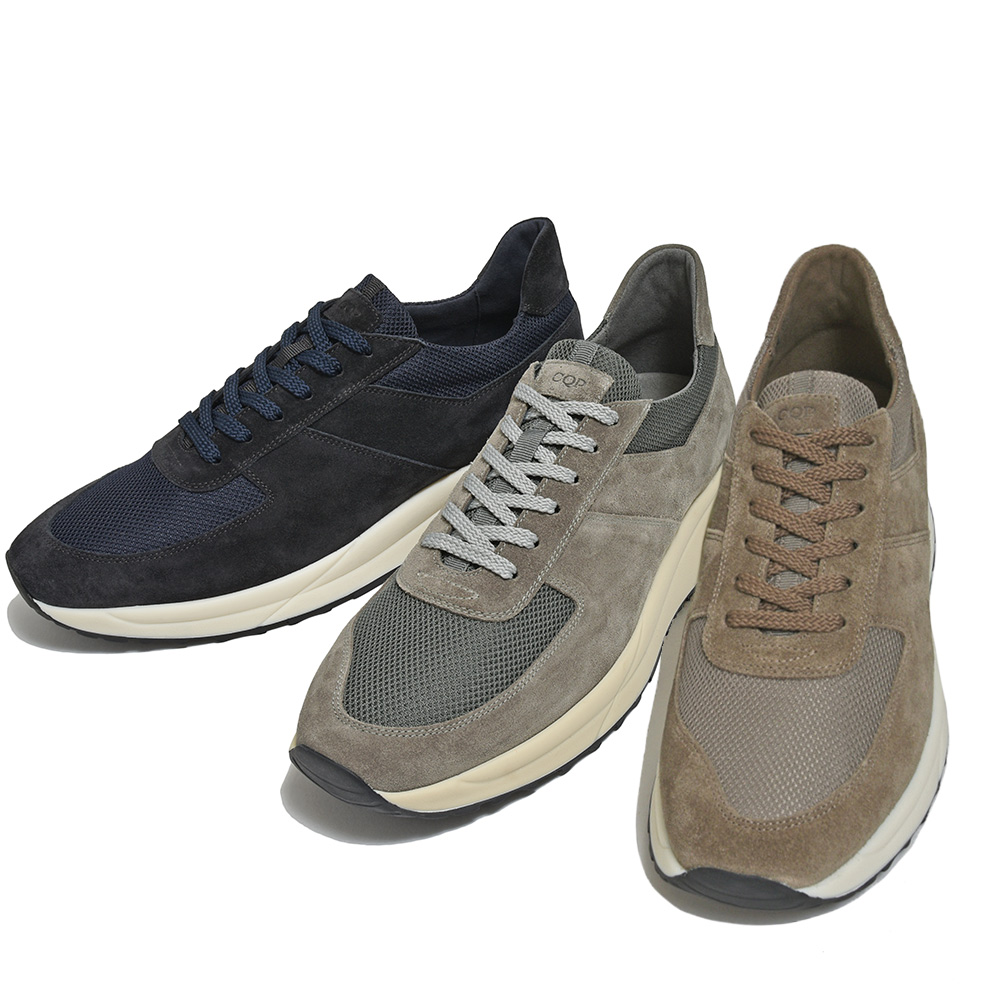 C.QP(シーキューピー)<br>STRIDE ストライド カーフスエード×ナイロンメッシュ レースアップ ランニング スニーカー 35241003082