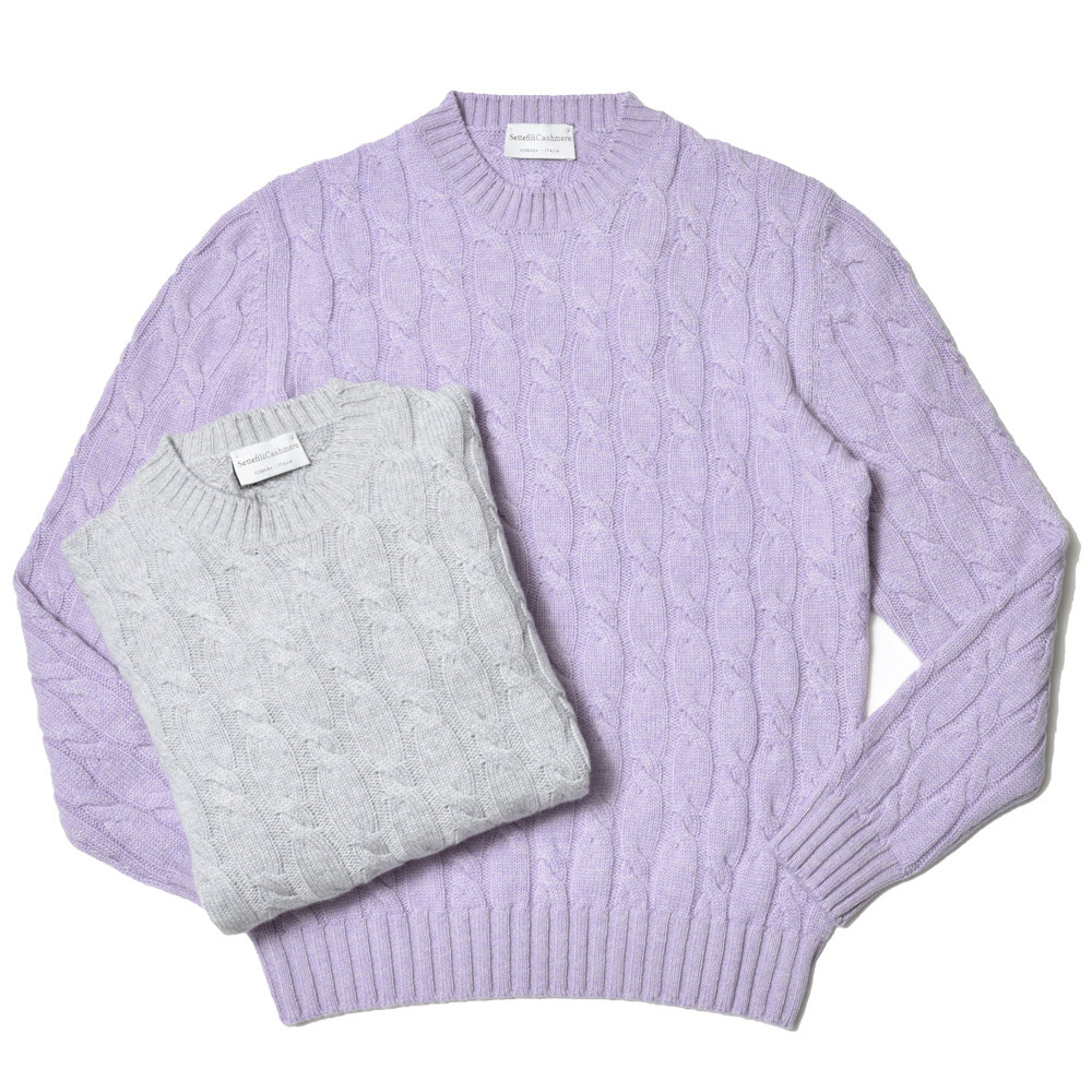 Settefili Cashmere(セッテフィーリ カシミア)<br>カシミヤ ケーブル ミドルゲージ クルーネック ニット 36042001142