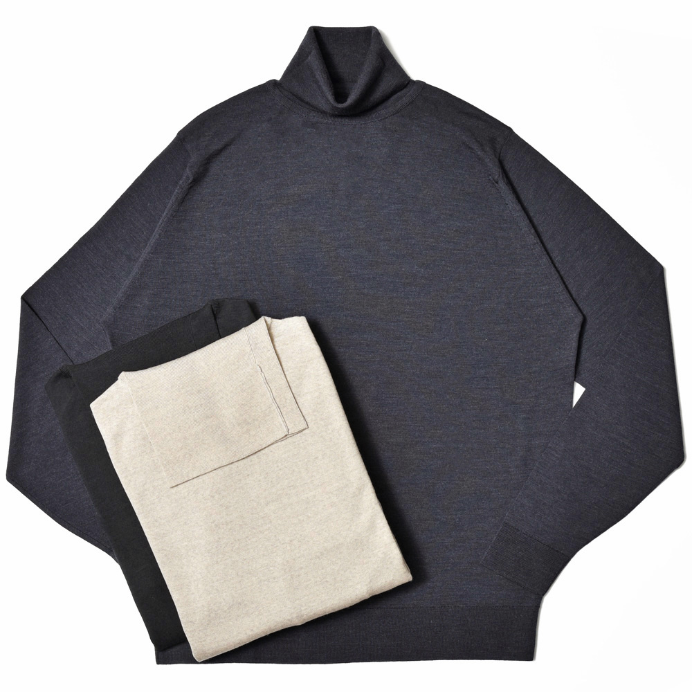 JOHN SMEDLEY(ジョンスメドレー)<br>LEVINE エクストラファインメリノウール 30ゲージ タートルネック ニット MODERN FIT 36042004030
