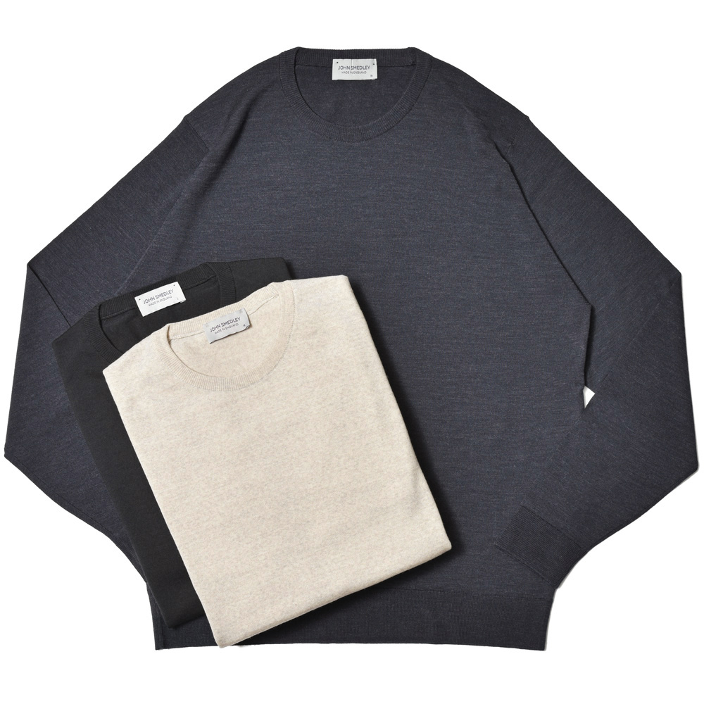JOHN SMEDLEY(ジョンスメドレー)<br>SCANLAN エクストラファインメリノウール 30ゲージ クルーネック ニット MODERN FIT 36042005030
