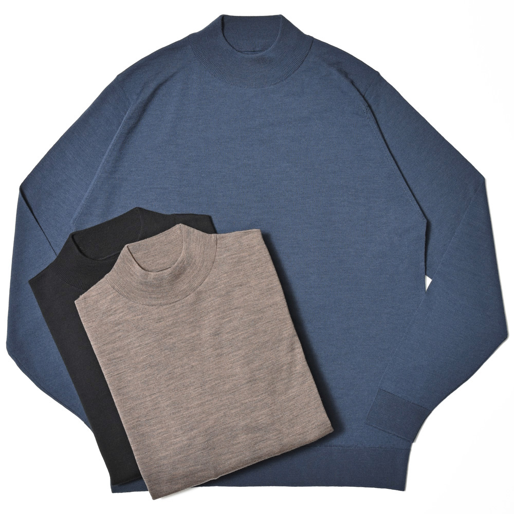 JOHN SMEDLEY(ジョンスメドレー)<br>KILDAY エクストラファインメリノウール 30ゲージ モックネック ニット MODERN FIT 36042003030