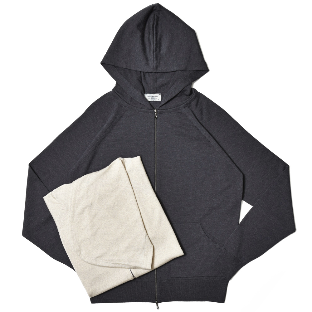 JOHN SMEDLEY(ジョンスメドレー)<br>CARTY エクストラファインメリノウール 30ゲージ セットアップ対応 ジップアップ ニットパーカー EASY FIT 36042002030