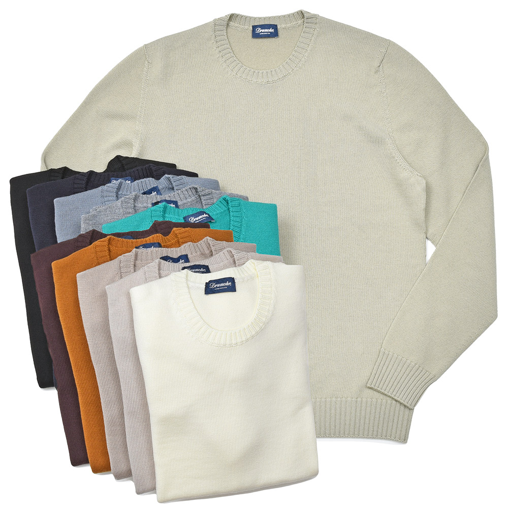 Drumohr(ドルモア)<br>エクストラファインメリノウール 8ゲージ クルーネック ニット 36042008027