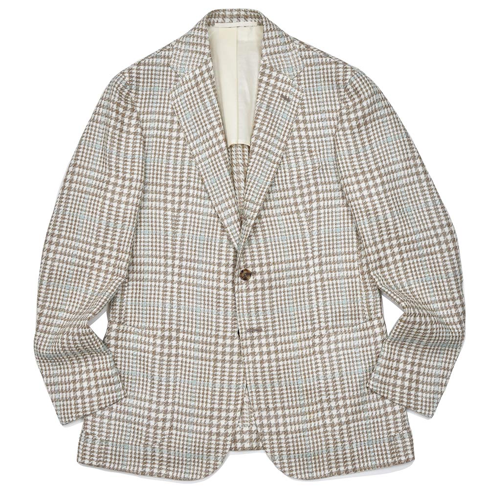STILE LATINO(スティレ ラティーノ)<br>VINCENZO シルクリネンコットン グレンチェック ウインドウペーン シングル3Bジャケット 37051002025
