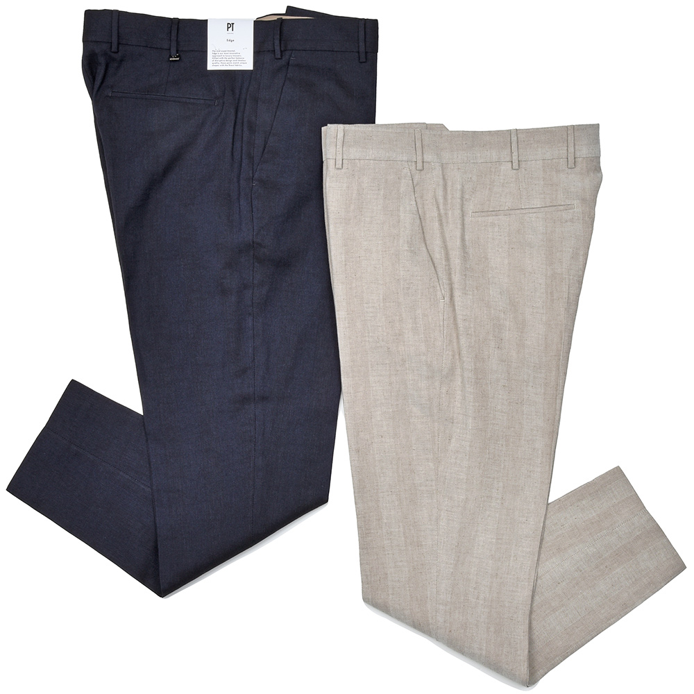 PT TORINO(ピーティー トリノ)<br>Edge リネン コットン ヘリンボーン ノープリーツ パンツ REBEL FIT/ LB09 33051010081