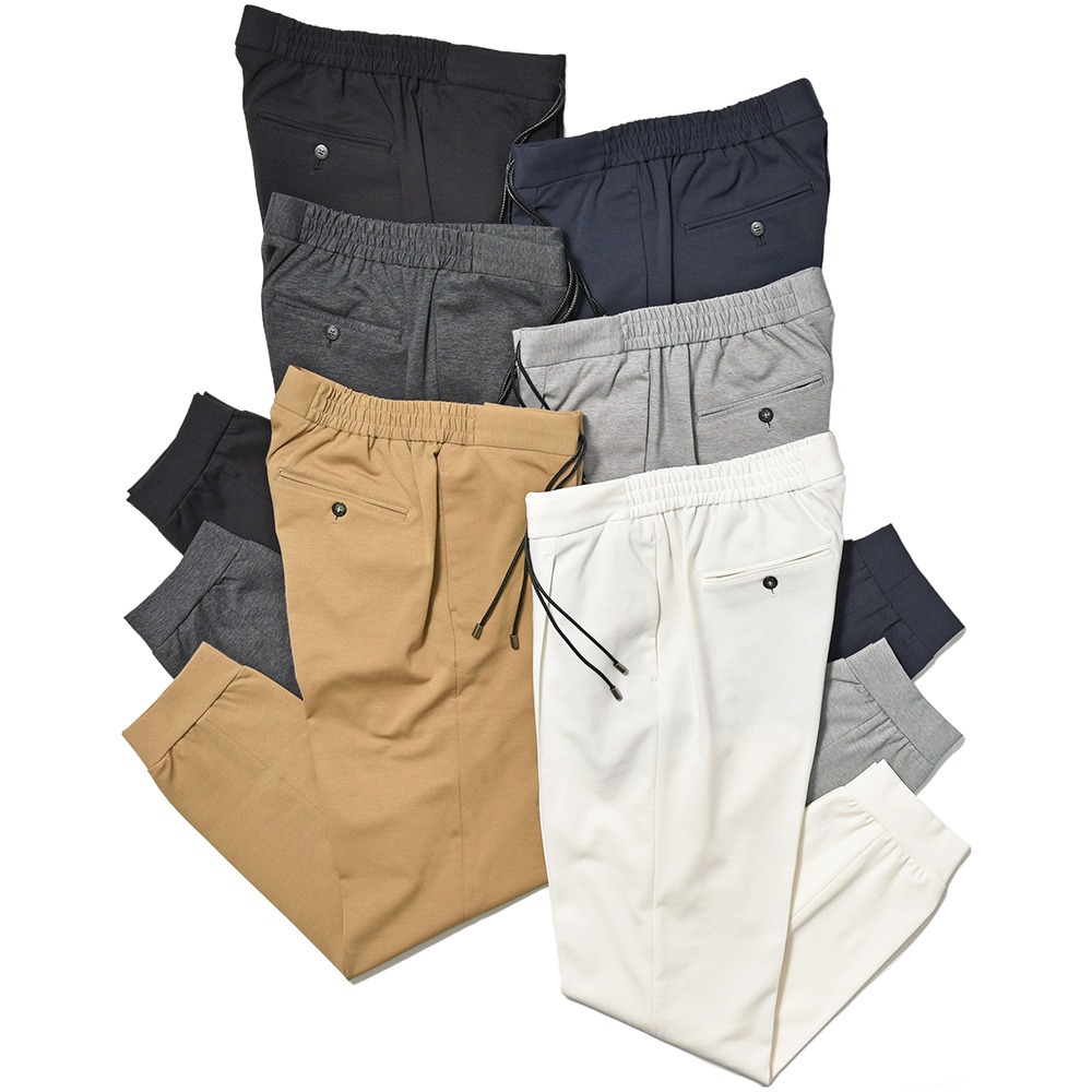 giab's ARCHIVIO(ジャブス アルキヴィオ)<br>ring別注 RIBring リブリング ウォッシャブルジャージー ストレッチ 1プリーツ シャーリング リブパンツ A3573 33051010117