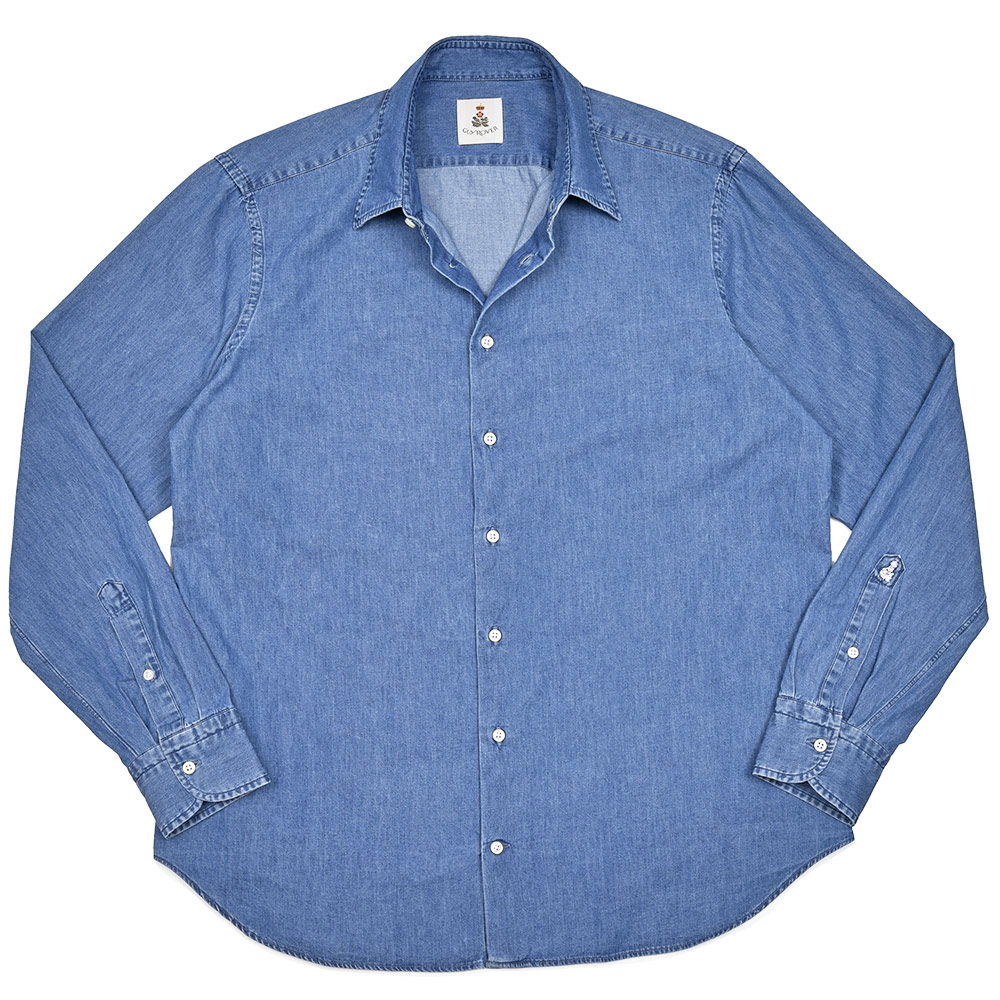 GUY ROVER(ギローバー)<br>コットン ライトオンスデニム ワイドフィット レギュラーカラーシャツ 31051008027