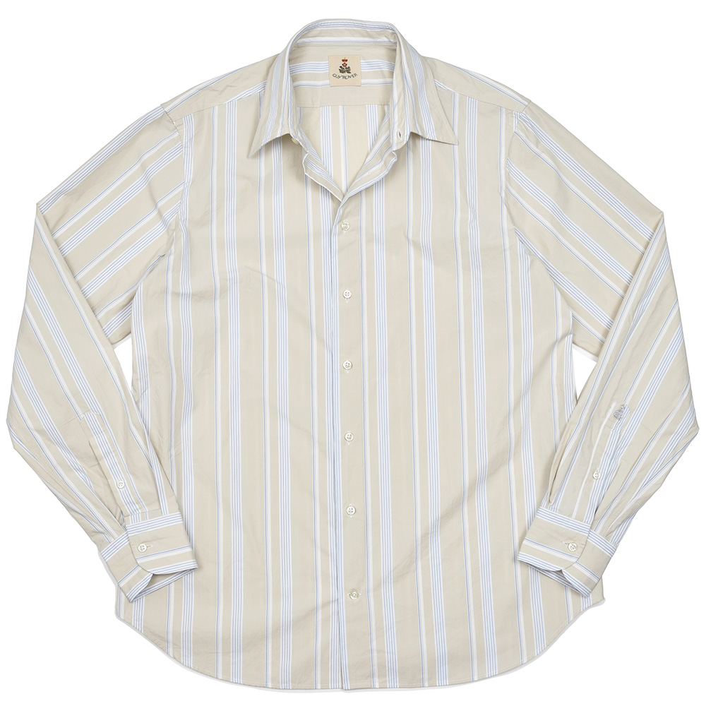 GUY ROVER(ギローバー)<br>コットン ストライプ ワイドフィット レギュラーカラーシャツ 31051010027