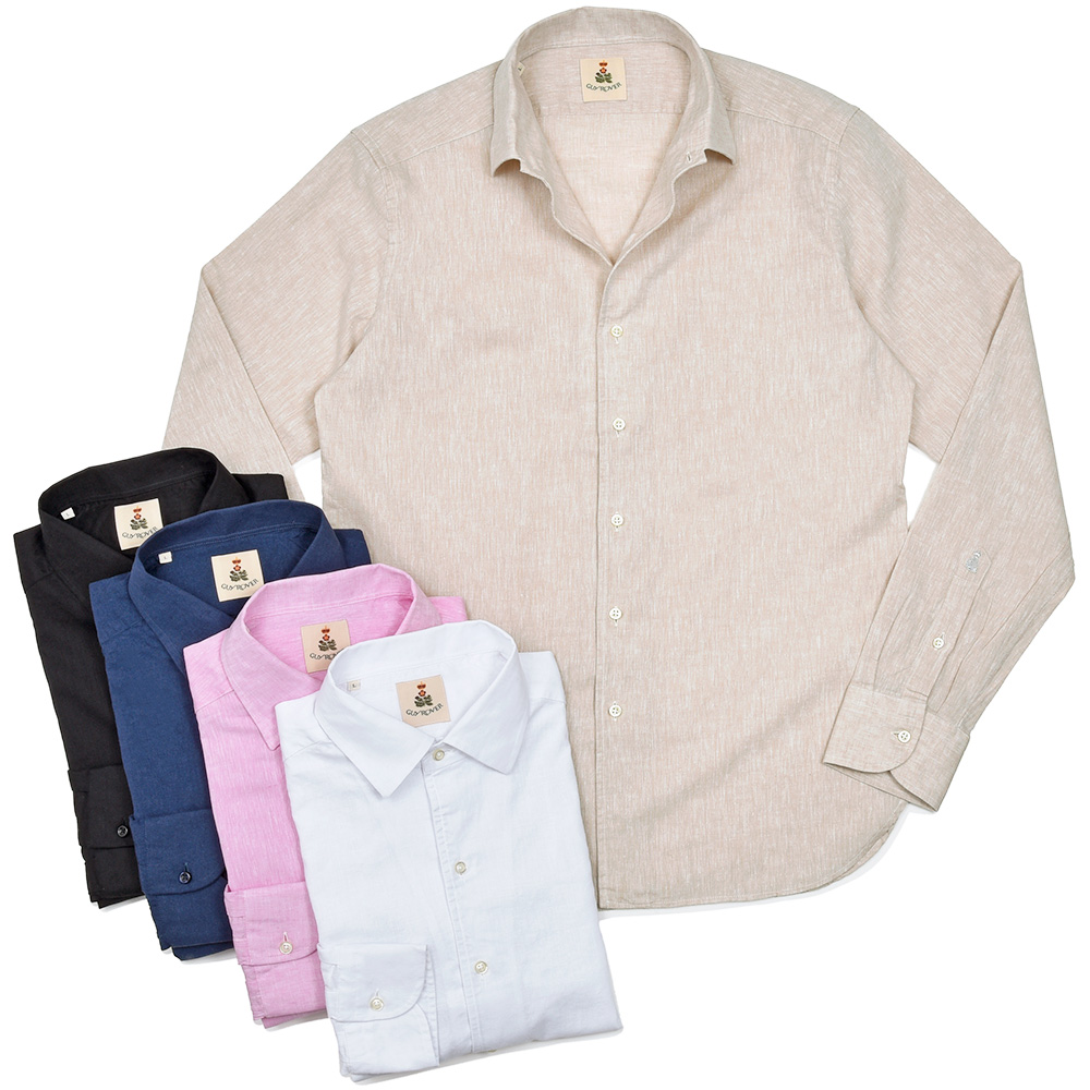 GUY ROVER(ギローバー)<br>リネン コットン イタリアンカラーシャツ 31051000027