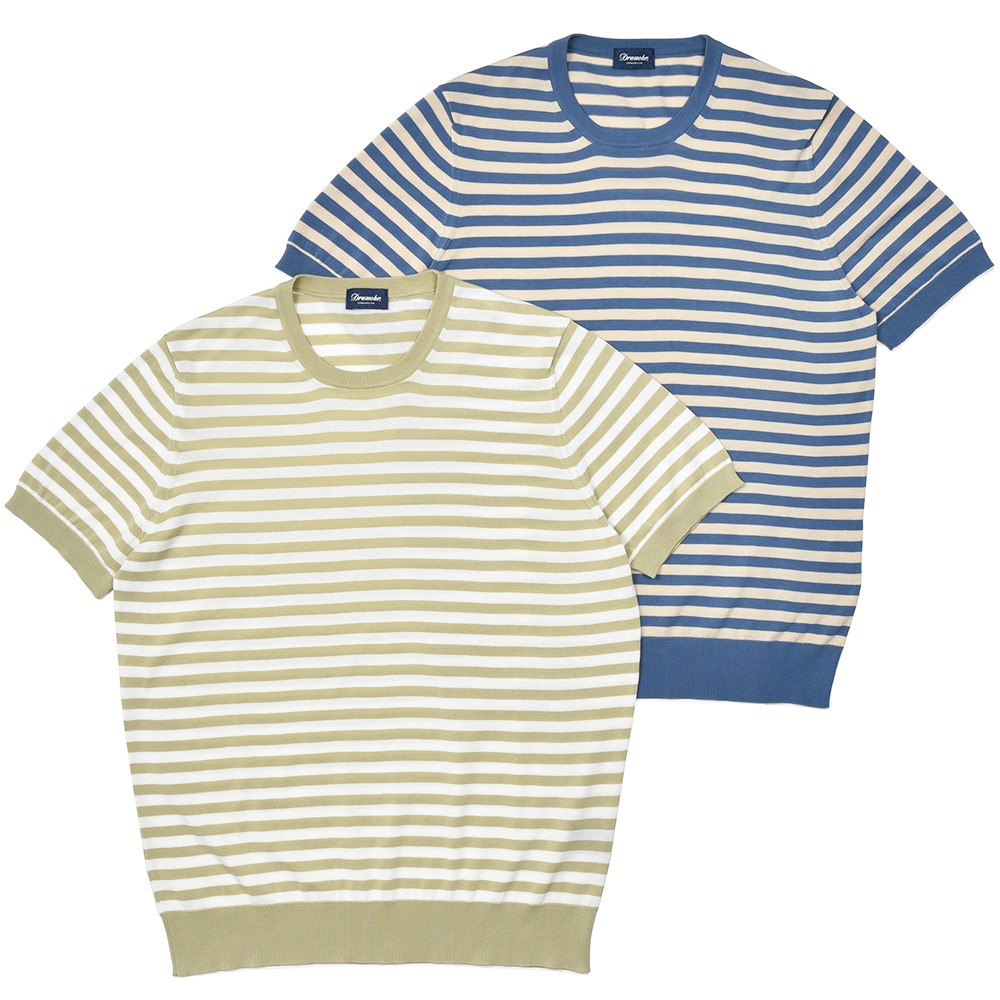 Drumohr(ドルモア)<br>コットン 30ゲージ ボーダー クルーネックニット 36051013027