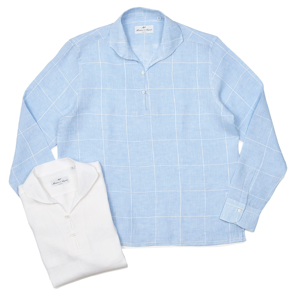 Massimo d'Augusto(マッシモ ダウグスト)<br>ALAMARI リネン ウインドウペーン カプリシャツ 31051001134