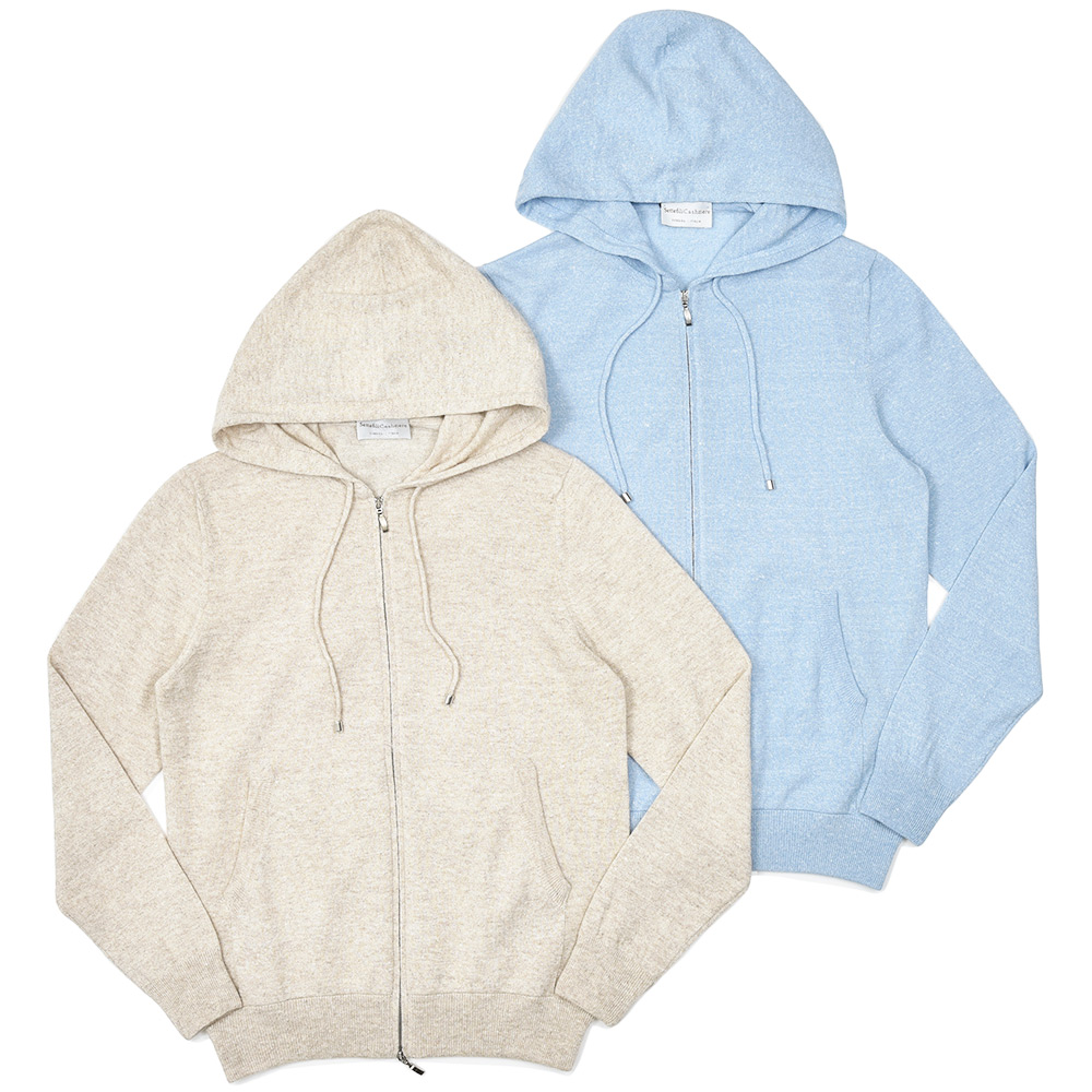 Settefili Cashmere(セッテフィーリ カシミア)<br>カシミヤ リネン ミドルゲージ ジップアップ ニットパーカー 36055000142