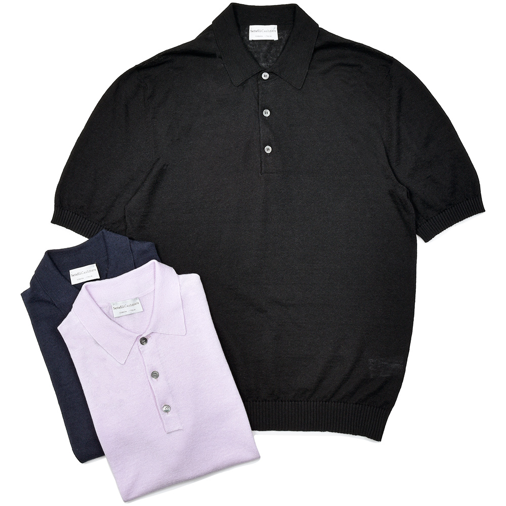 Settefili Cashmere(セッテフィーリ カシミア)<br>リネン コットン ハイゲージ ニットポロシャツ 36055001142
