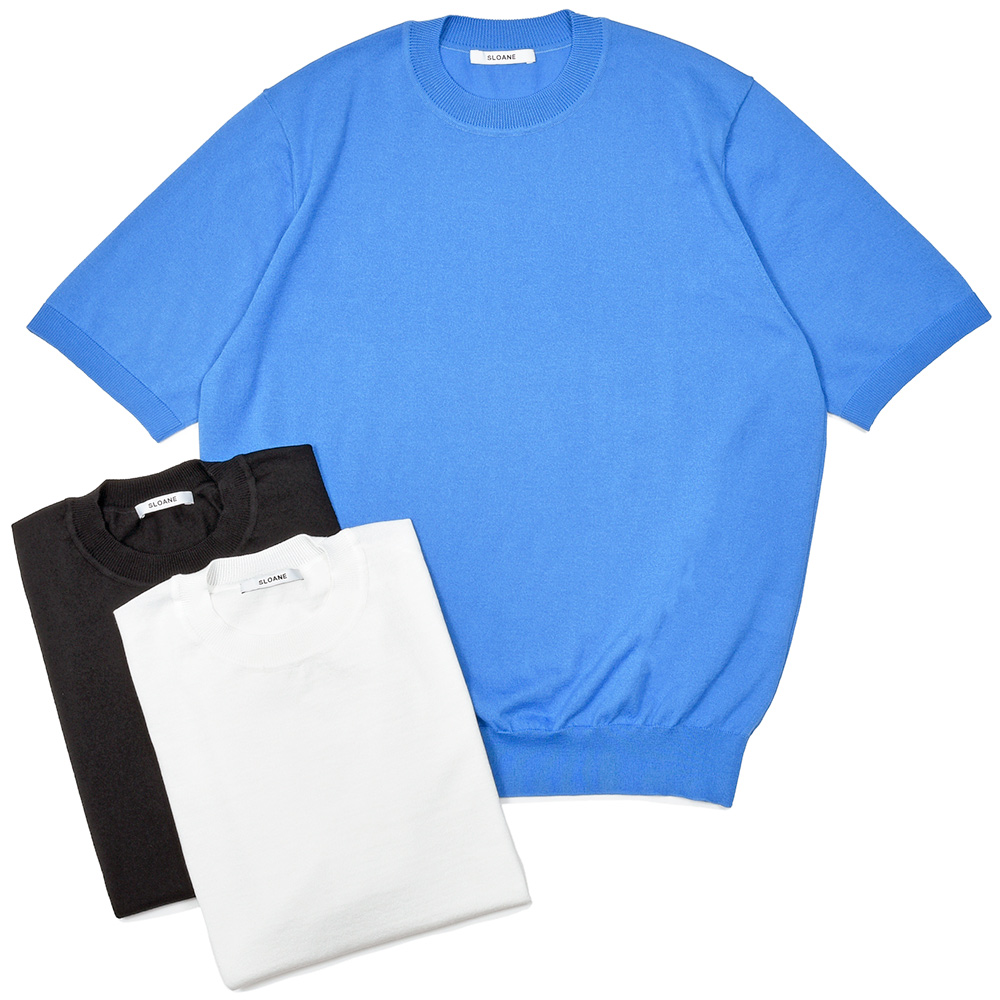 SLOANE(スローン)<br>リサイクルポリエステル コットン 18ゲージ 撥水 ウォッシャブル クルーネック ニット 32151002210