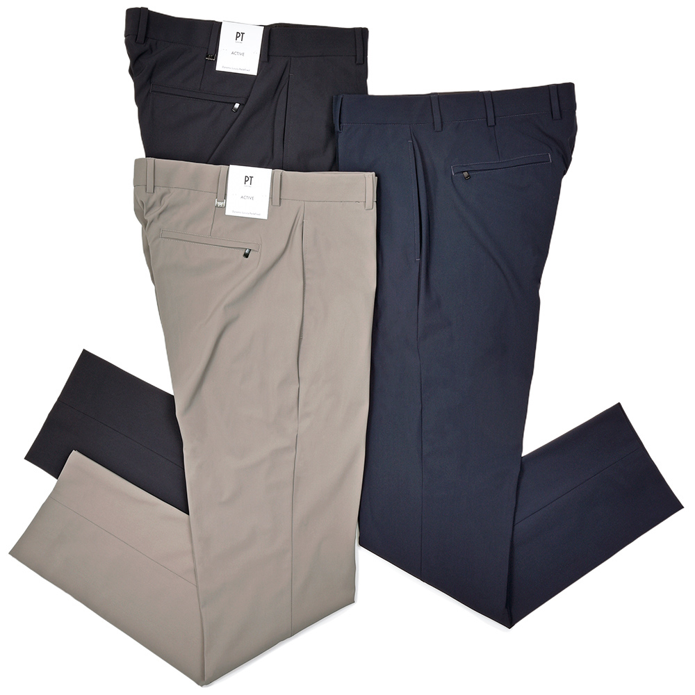 PT TORINO(ピーティー トリノ)<br>ACTIVE ナイロンストレッチ ノープリーツパンツ EPSILON BACK ZIP/EJ04 33052007081