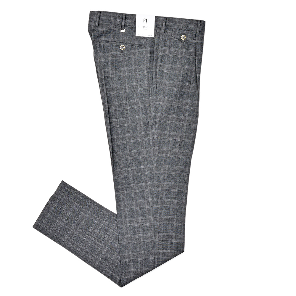 PT TORINO(ピーティー トリノ)<br>ウォッシャブルウール ストレッチ グレンチェック 1プリーツドレスパンツ GENTLEMAN FIT/PO66 33052008081