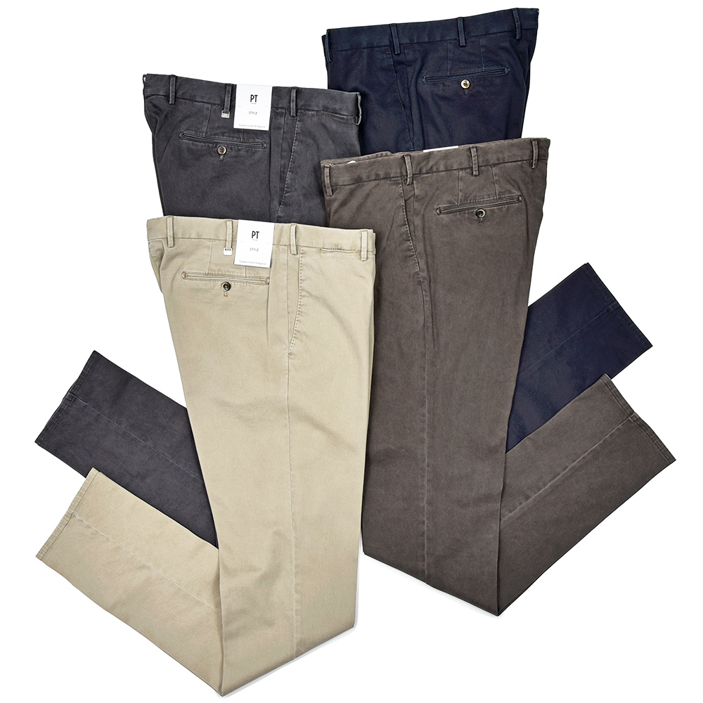 PT TORINO(ピーティー トリノ)<br>コットンストレッチ ガーメントダイ ノープリーツパンツ SLIM FIT/TU99 33052020081