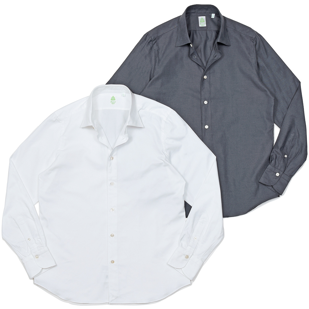 Finamore(フィナモレ)<br>VITTORIO/BALI コットンライトフランネル セミワイドカラーシャツ 31052001039