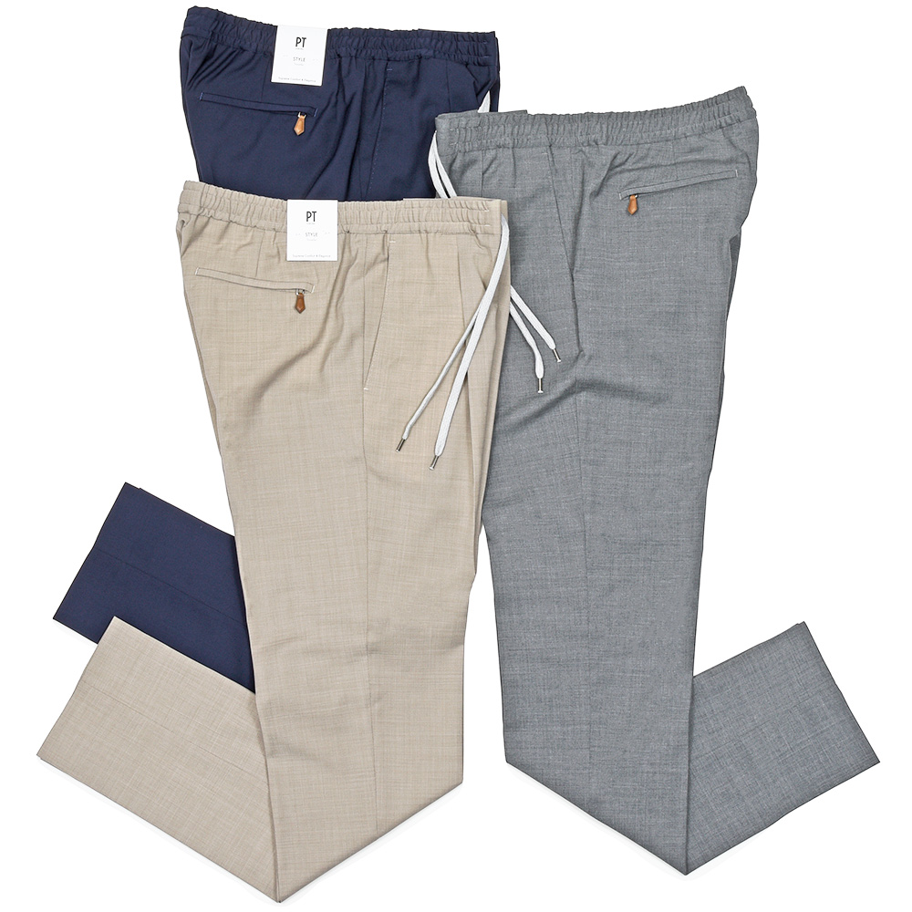 PT TORINO(ピーティー トリノ)<br>ウォッシャブルテクノウール ストレッチ トロピカル 1プリーツシャーリングパンツ SOFT FIT/PO35 33061003081