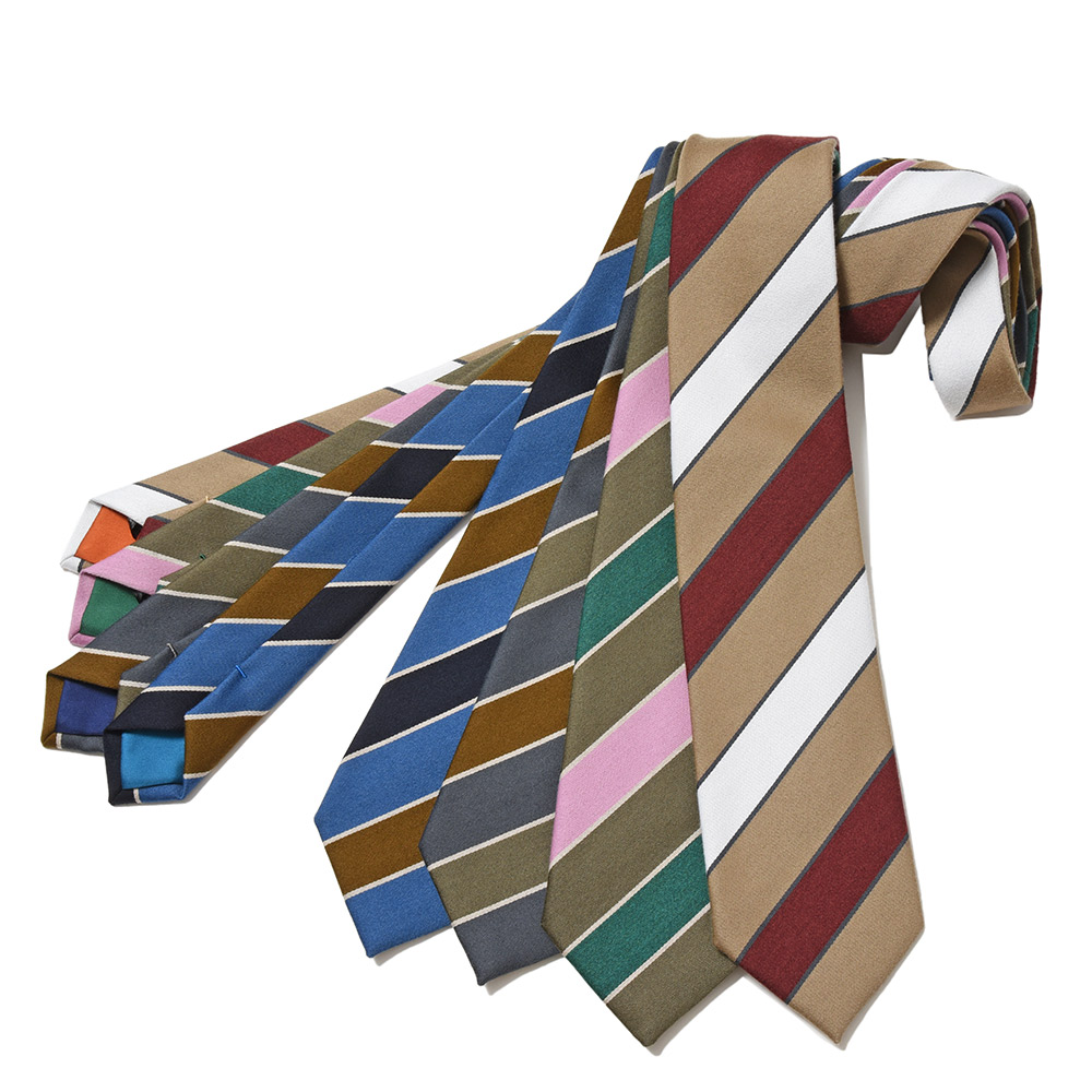 Paul Stuart(ポールスチュアート)<br>ウール シルク レジメンタル ストライプタイ 38222000175