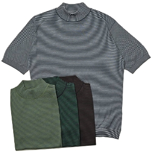 JOHN SMEDLEY(ジョンスメドレー)<br>S4630 シーアイランドコットン 30ゲージ マイクロボーダー モックネック ニット 32131001030