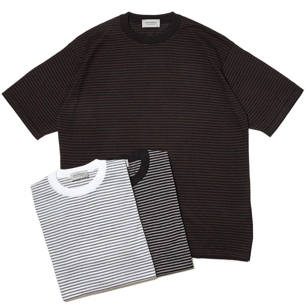 JOHN SMEDLEY(ジョンスメドレー)<br>S4631 シーアイランドコットン 30ゲージ マイクロボーダー クルーネック ニット 32131004030