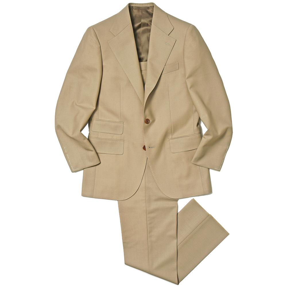 Paul Stuart(ポールスチュアート)<br>ウール トロピカル チェンジポケット ワイドラペル 2インプリーツ シングル2Bスーツ 37131000175