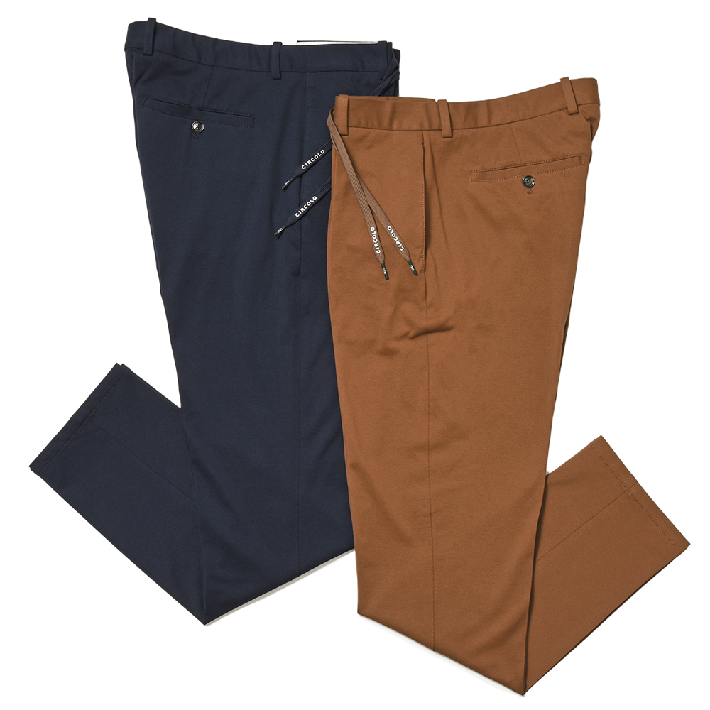 CIRCOLO 1901(チルコロ1901)<br>コットン ストレッチ ライトピケ 鹿の子ジャージー セットアップ対応 ドローコード 1プリーツ パンツ 33031000109