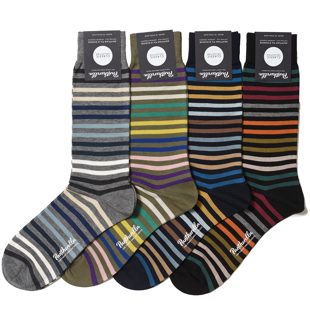Pantherella(パンセレラ)<br>KILBURN コットン ナイロン マルチボーダー ソックス 38031003040