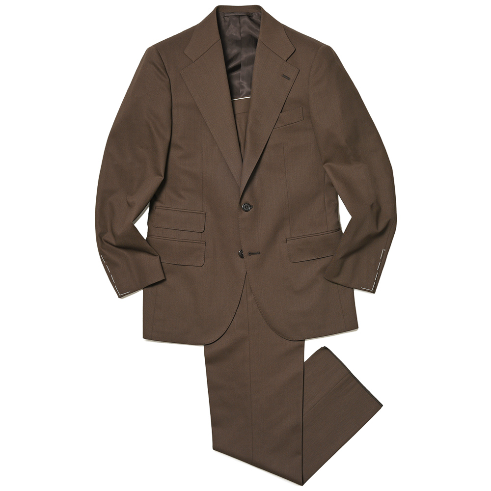 Paul Stuart(ポールスチュアート)<br>ウール コットン ギャバジン チェンジポケット ワイドラペル 2インプリーツ シングル2Bスーツ 37131001175