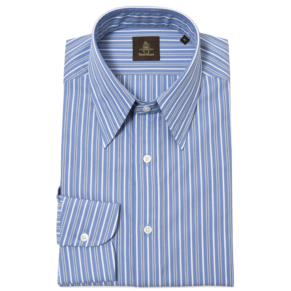Paul Stuart(ポールスチュアート)<br>コットン パナマドビーストライプ レギュラーカラー ドレスシャツ 31031000175