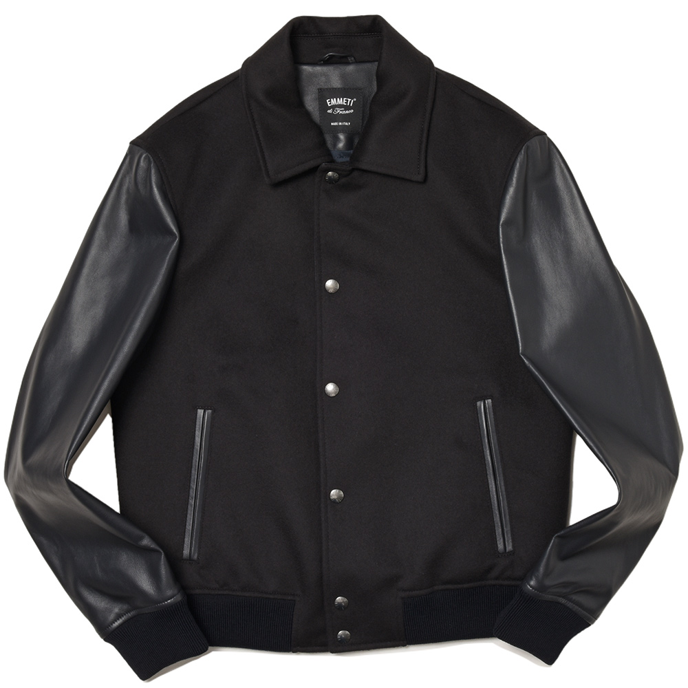 EMMETI(エンメティ)<br>RICHMOND ナッパチェラータ×ウールカシミヤフランネル コンビ 中綿入り スタジャン型 ブルゾン 34232011085