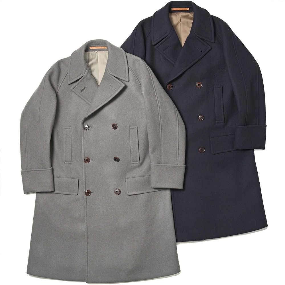 SCYE BASICS(サイベーシックス)<br>Super140 ウール メルトン ダブル オーバーコート ロングPコート 34132000195