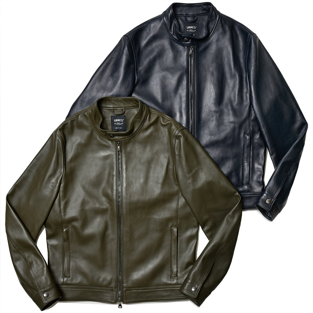 EMMETI(エンメティ)<br>JURI ユリ SP PLONGE ラムスキン プロンジェ ガンメタジップ シングルライダース ジャケット 34241006085