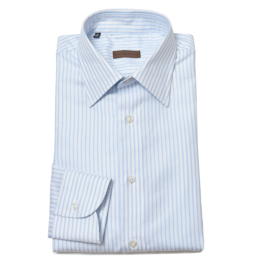 STILE LATINO(スティレ ラティーノ)<br>コットン ロイヤルオックスフォード ストライプ レギュラーカラー ドレスシャツ 31135000025