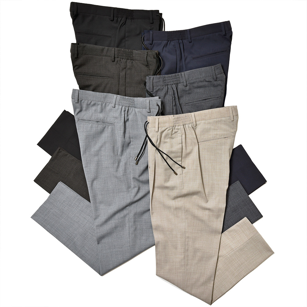 giab's ARCHIVIO(ジャブスアルキヴィオ)<br>ring別注MASACCIO テクノウール ストレッチ 1プリーツ パンツ A6425 33041002117