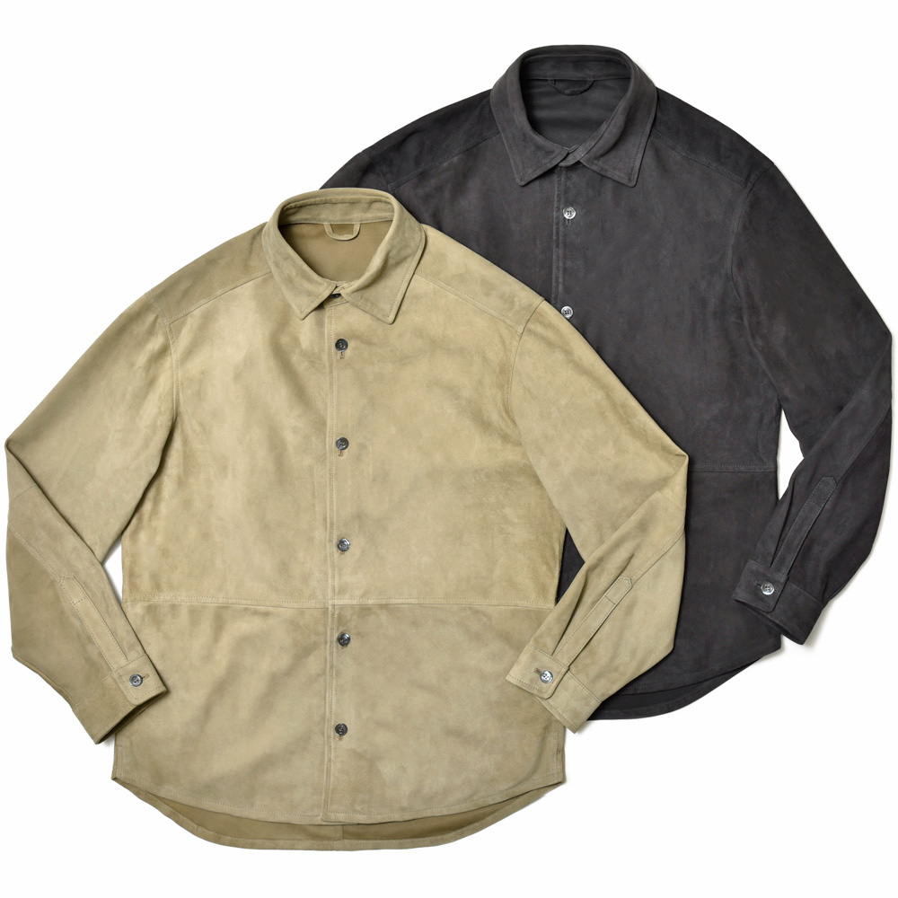 EMMETI(エンメティ)<br>ring別注 RING SHIRT ゴート スエード レザーシャツブルゾン 34241008085