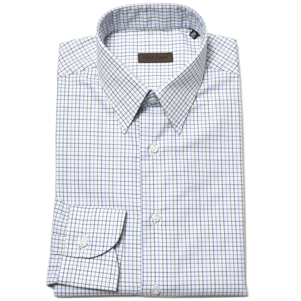 STILE LATINO(スティレ ラティーノ)<br>コットン ツイル グラフチェック レギュラーカラー ドレスシャツ 31036003025