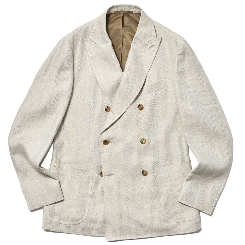 STILE LATINO(スティレ ラティーノ)<br>EMILIO リネン ヘリンボーン ダブル6Bジャケット 37045002025